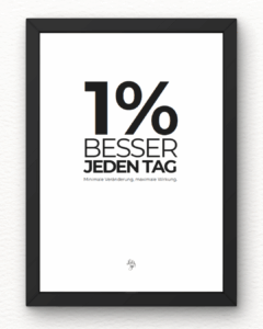 Motivierendes Achtsamkeits-Poster – Jeden Tag 1% besser | Inspiration, Dankbarkeit & Routinen entwickeln