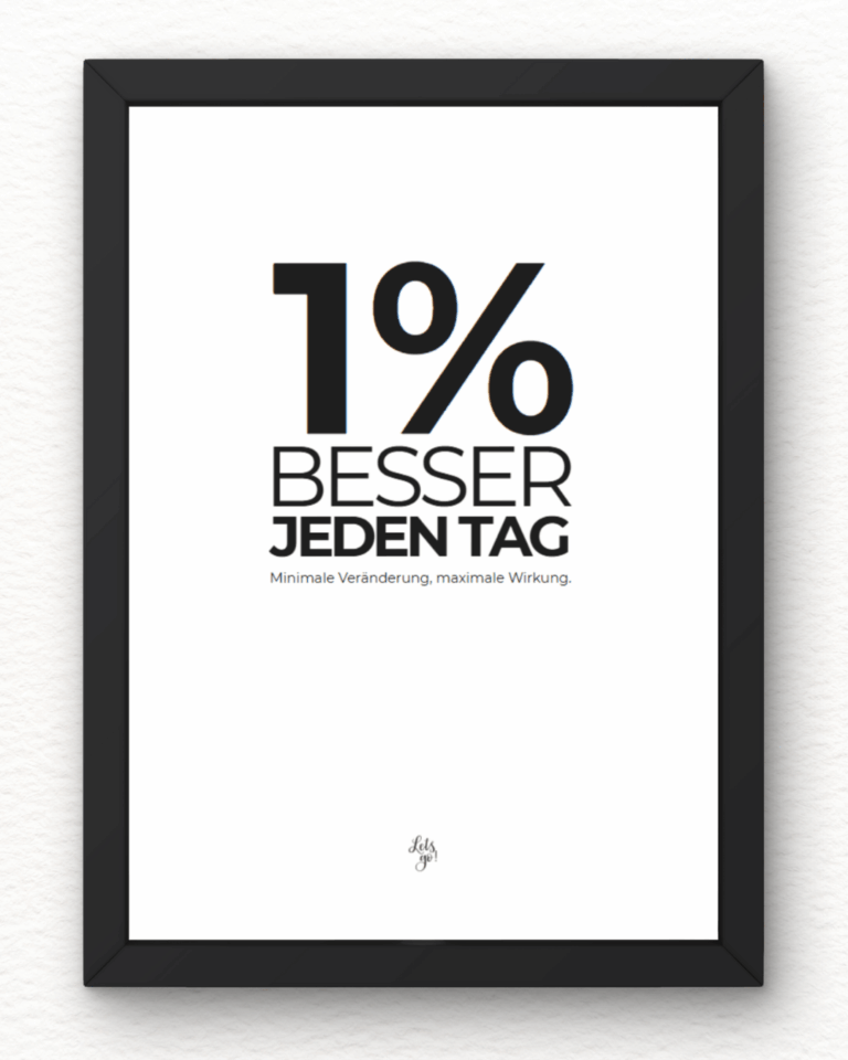 Motivierendes Achtsamkeits-Poster – Jeden Tag 1% besser | Inspiration, Dankbarkeit & Routinen entwickeln